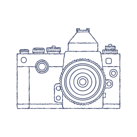 Vintage Old Photo Camera vector logo Hand Drawn design template. Vector illustrationのイラスト素材