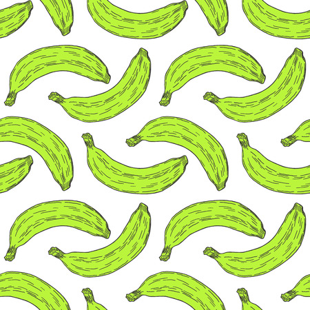 Hand Drawn Green Banana Fruit Repetitive Pattern Illustrationのイラスト素材