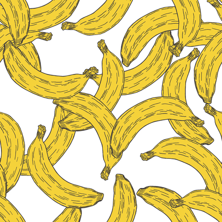 Hand Drawn Yellow Banana Fruit Repetitive Pattern Illustrationのイラスト素材