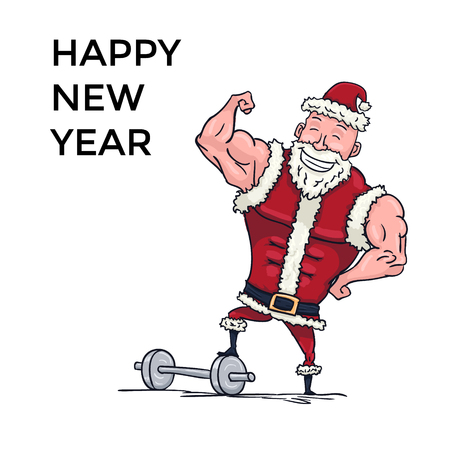 Merry Christmas Card with Santa Claus. Vector illustrationのイラスト素材