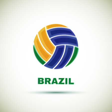 Volleyball Championship Banner. Abstract Volleyball with Brazilian National Flag Colors. Vector Illustrationのイラスト素材