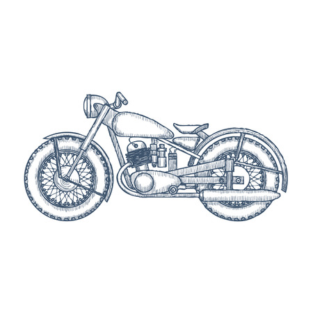 Hand Drawn Vintage Motorcycle design template.のイラスト素材