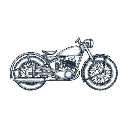 Hand Drawn Vintage Motorcycle design template.のイラスト素材