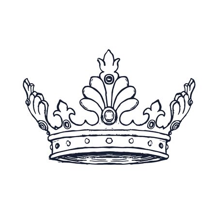 Luxury Crown Hand Drawn. Vector illustration isolated on white background. vectorのイラスト素材