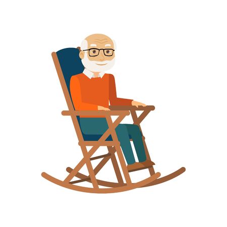 Old man sitting in rocking chair. Vector.のイラスト素材