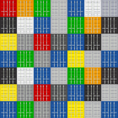 Cargo Containers Doors Pattern Multicolored Background. Vector