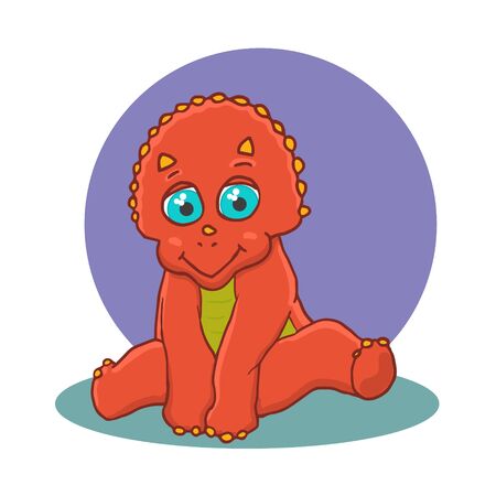 Cartoon Triceratops Cute Little Baby Dinosaur. Vector illustrationのイラスト素材