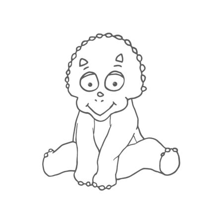 Cartoon Triceratops Cute Little Baby Dinosaur. Vector illustrationのイラスト素材