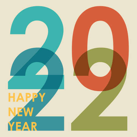 2022 Happy New Year. Retro Color Design template for celebration and season decoration. Colored vector trendy background for branding, calendar, card, banner, cover. Vectorのイラスト素材