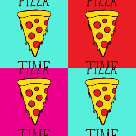 Set Pizza slice Pop Art Style Andy Warhol style Vectorのイラスト素材