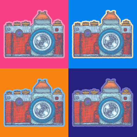 Photo Camera Pop Art Style Andy Warhol style Vectorのイラスト素材
