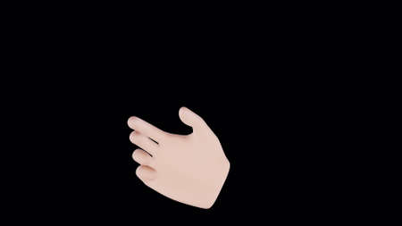 Gestures pack. Cartoon hand v gesture victory, thimbsup, pointing index finger on transparent background. 3d Renderingの写真素材