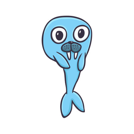 Cartoon seal Cute hand drawn animal. Vectorのイラスト素材