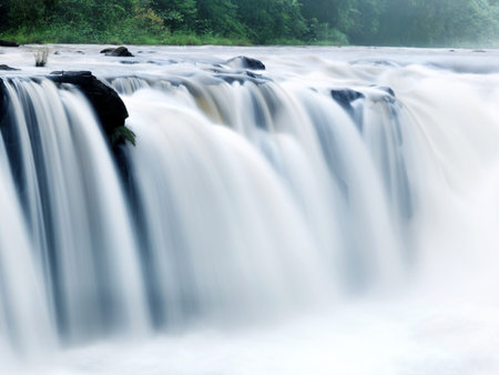 Tad-Pa Suam waterfall  front  view, Champasak province, Southern Laos. 
