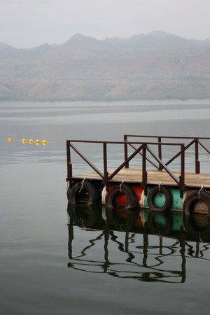 Landing stage in morningの写真素材