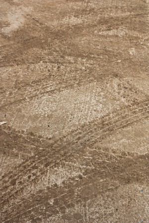 Wheel line on concrete road の写真素材