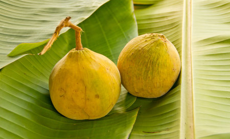 Local Thai fruit with banana leaf