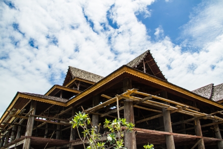 wood temple buildingの写真素材