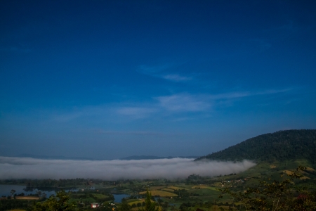 cloud over the mountain with blue skyの写真素材
