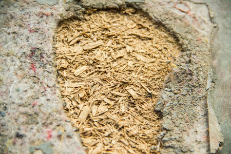Scraps of wood texture inside broken furniture