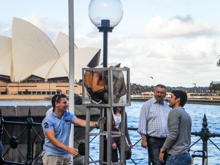 sYDNEY-APRIL 17  A woman with her performance at Sydney  harbour in Sydney,Australia on 17 April 2012  Sydney opera house also be there  のeditorial素材