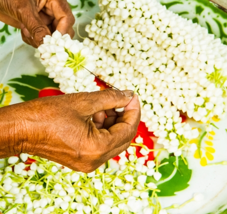 How to make Thai style flower decorationの写真素材