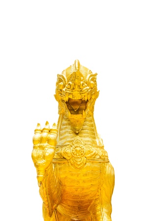 Thai style golden lion in the temple of Thailand.の写真素材