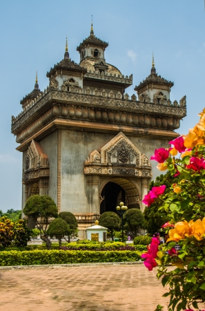 Laos tourist attrative call  Pratuchai in Vientiane のeditorial素材