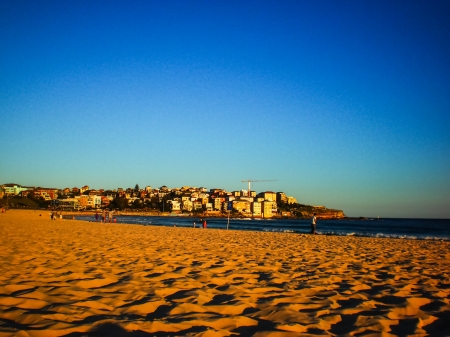 golden sand at Bondi beach ,Sydney in late afternoon.の写真素材