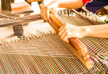 Papyrus mat making with close up pattern.の写真素材
