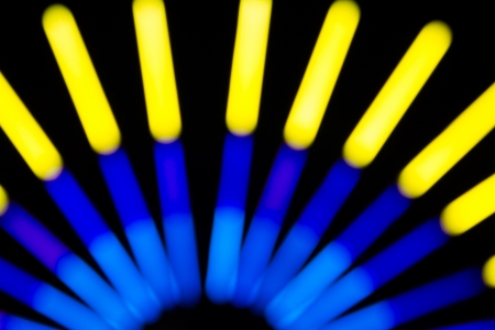 Colorful blur electric light on black .の写真素材