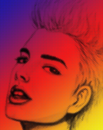 Halftone of painting  of a girl face.の写真素材