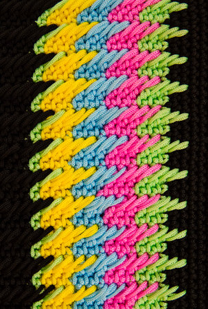 Crocheting hand bag pattern close up .