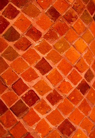 Orange tile wall close up background.の写真素材