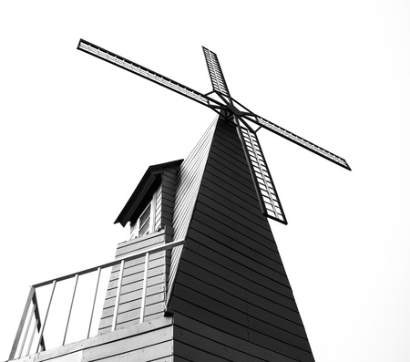 Silhouette windmill on the white background の写真素材