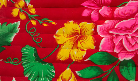 Colorful flowers print mattress close up background.の写真素材