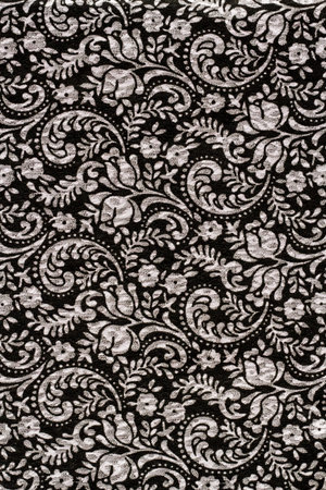 Flower print fabric close up background.