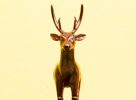 Handmade of wooden deer carved .の写真素材