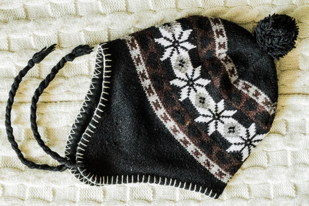 Hat knitting close up detail.の写真素材