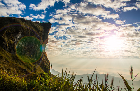 Sunrise with sea fog in the morning .の写真素材
