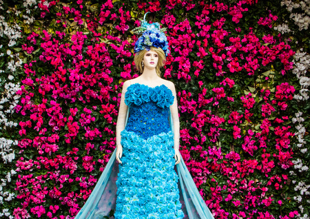 Chiang rai,Thailand-January 4,2015 : Model  with flower dress in Chiang rai flower festival 2014.This event will happen in winter time every year.のeditorial素材