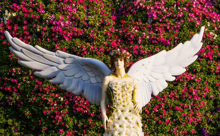 Chiang rai,Thailand-January 4,2015 : Model  with flower dress in Chiang rai flower festival 2014.This event will happen in winter time every year.のeditorial素材