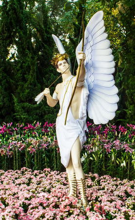 Chiang rai,Thailand-January 4,2015 : Model shooting the arrows in Chiang rai National Floral Festival 2014 .This event will come in winter time every year.のeditorial素材