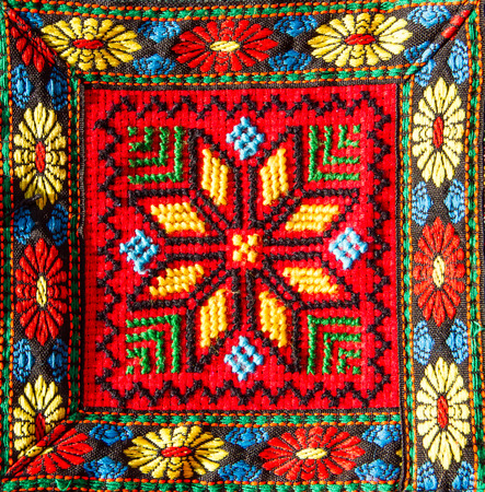 Thai tribe fabric close up background.の写真素材