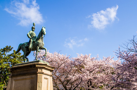 TOKYO,JAPAN-APRIL 2 : Monument of Prince Komatsu Akihito at Ueno park in Tokyo,Japan shoot  on April 2,2015.Ueno park is the most  popular park in Tokyo.のeditorial素材
