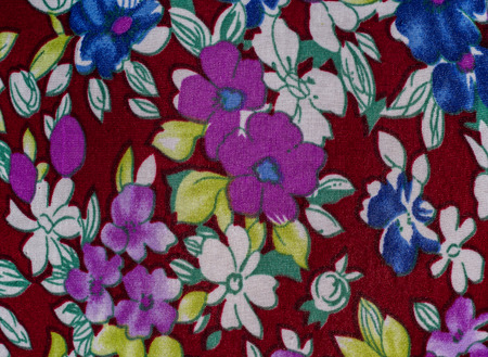 Flower print fabric close up background.の写真素材