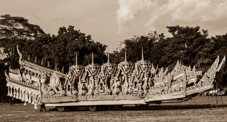 MAHASARAKHAM,THAILAND - MAY 31:Rocket decoration car  in  Rocket festival "Boon Bang Fai" parade  on May 31,2015 .This festival for agriculture  to celebration the raining season.のeditorial素材