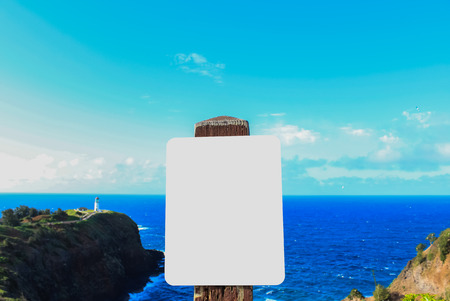 blank signboard with sea view background.の写真素材