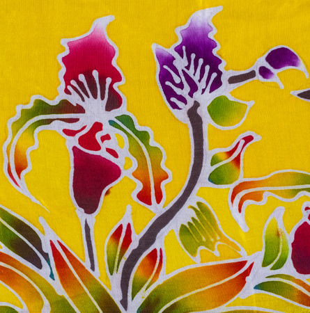 Abstract of batik style fabric close up background.の写真素材