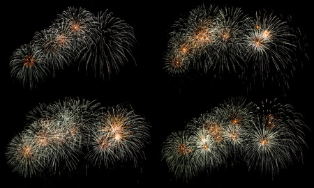 Beautiful firework set on black background.の写真素材